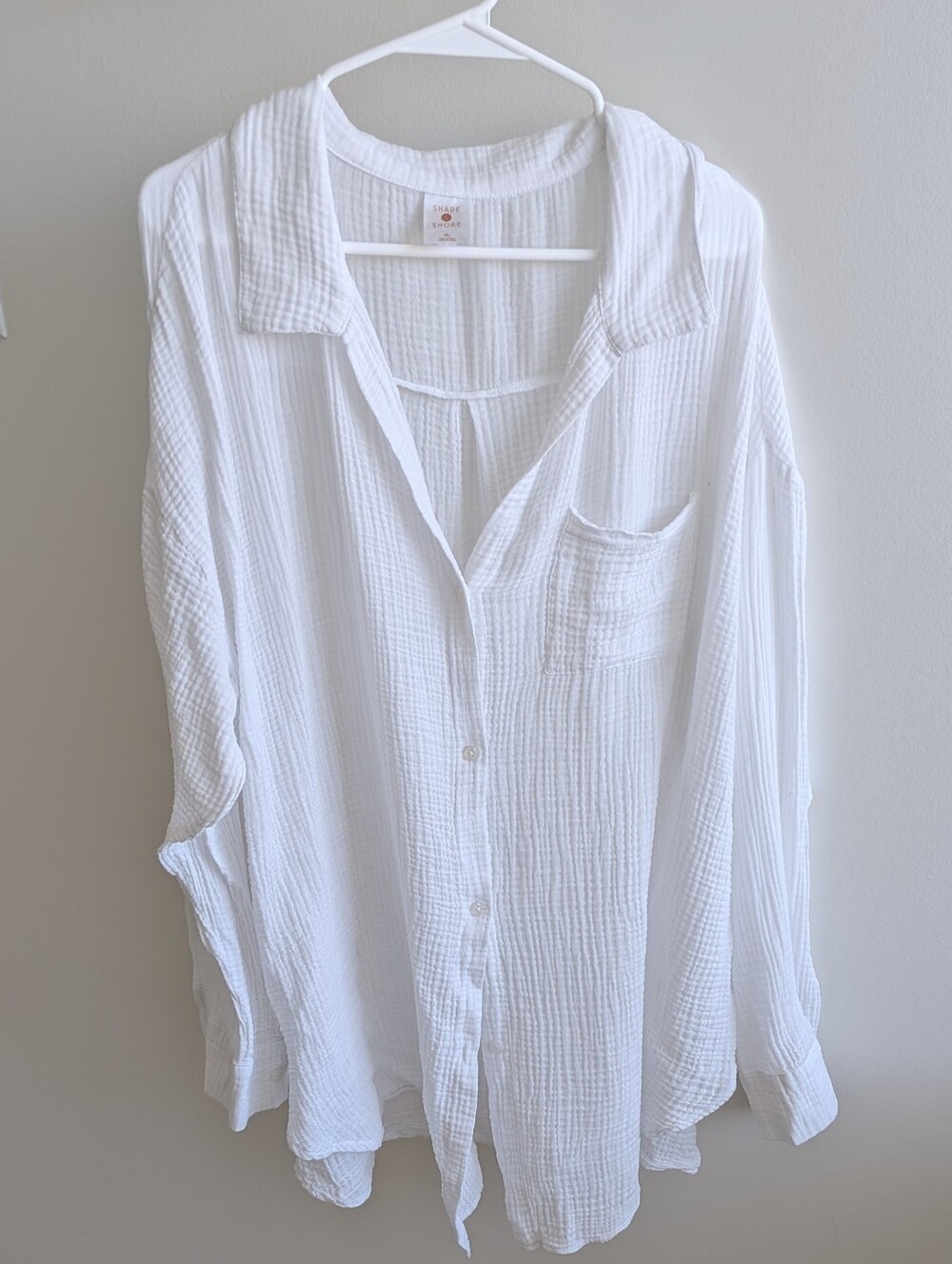 Shade & Shore White Gauze Button-Down Shirt XL